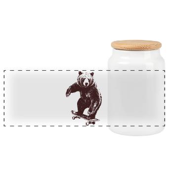 Patinage Bear - Boîte à biscuits avec couvercle en bois - blanc - Devant