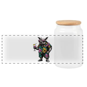 Été de bandes dessinées Rhino - Boîte à biscuits avec couvercle en bois - blanc - Devant