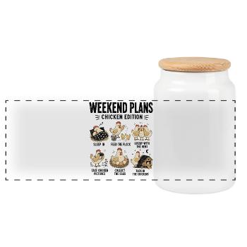 Weekend Plans Chicken Edition Funny - Panoramic Cookie Jar with Wooden Lid - white - Front