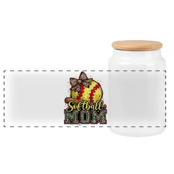 Softball-Mama: Trendige Mama-Softball-Geschenk - Panorama Keksdose mit Holzdeckel - Weiß - Vorne
