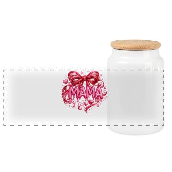 Mom Glitter Leopard Floral Mother's Day Gift - Panoramic Cookie Jar with Wooden Lid - white - Front