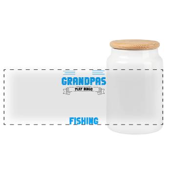 Real Grandpas Fish - Panoramic Cookie Jar with Wooden Lid - white - Front