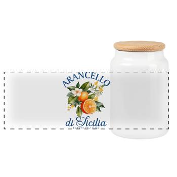 Arancello Di Sicilia Italienischer Sommer Orangen - Panorama Keksdose mit Holzdeckel - Weiß - Vorne