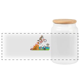 Aventure de saut de raton laveur en course - Boîte à biscuits avec couvercle en bois - blanc - Devant