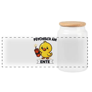 Psychisch Am Ente Lustiger Spruch Humor  - Panorama Keksdose mit Holzdeckel - Weiß - Vorne