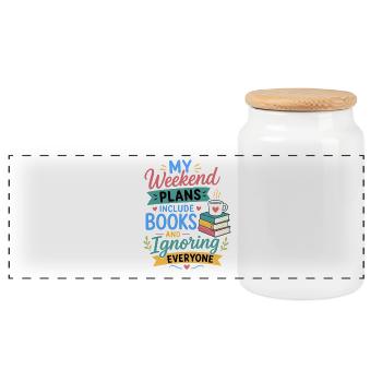 Lire des romans Fan de Lecture Conception - Boîte à biscuits avec couvercle en bois - blanc - Devant