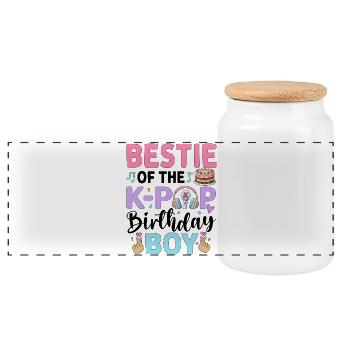 Bestie of The K-Pop Birthday Boy - Panorama Keksdose mit Holzdeckel - Weiß - Vorne