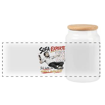 Sofa-Experte Strategie Humor - Panorama Keksdose mit Holzdeckel - Weiß - Vorne