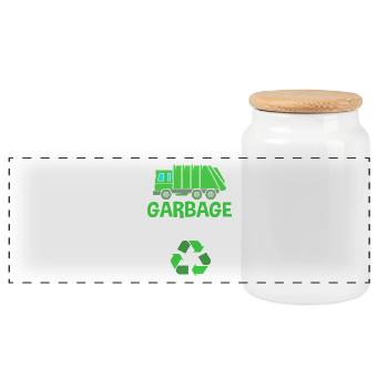 Garbage Can Garbage Truck Garbage Truck Garbage Man - Panoramic Cookie Jar with Wooden Lid - white - Front