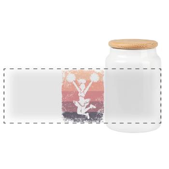 Cheerleader Cheer Mom Cheerleading - Panoramic Cookie Jar with Wooden Lid - white - Front