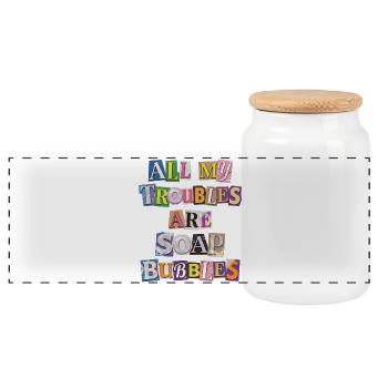 Tous mes soucis sont des bulles de savon - Boîte à biscuits avec couvercle en bois - blanc - Devant