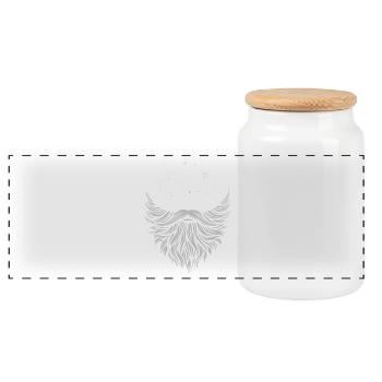 It's not a beard, it's a saddle - Panoramic Cookie Jar with Wooden Lid - white - Front
