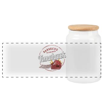 Tomahawk Steak Barbecue Beef Vintage BBQ - Panoramic Cookie Jar with Wooden Lid - white - Front