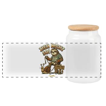 Don't Drag So Sloth Snail Retro Comic - Panoramic Cookie Jar with Wooden Lid - white - Front