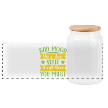 Mauvaise humeur d’un acheteur d’occasion Visitez un magasin d’occasion - Boîte à biscuits avec couvercle en bois - blanc - Devant