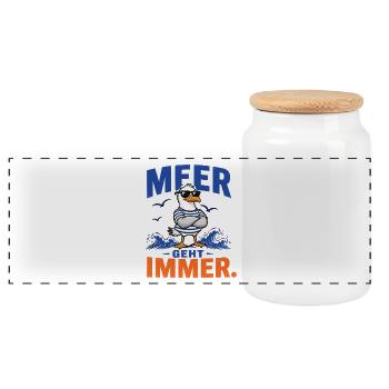Möwe Meer Geht Immer Shirt - Panorama Keksdose mit Holzdeckel - Weiß - Vorne