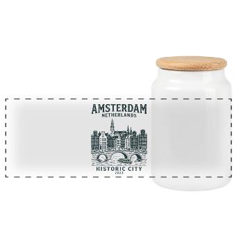 Skyline du canal de la ville d’Amsterdam aux Pays-Bas - Boîte à biscuits avec couvercle en bois - blanc - Devant