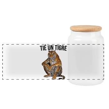 T shirt drôle Tié un tigre - Boîte à biscuits avec couvercle en bois - blanc - Devant