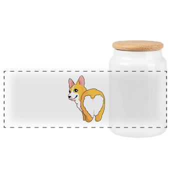 Corgi Coeur Coloré Derrière - Boîte à biscuits avec couvercle en bois - blanc - Devant