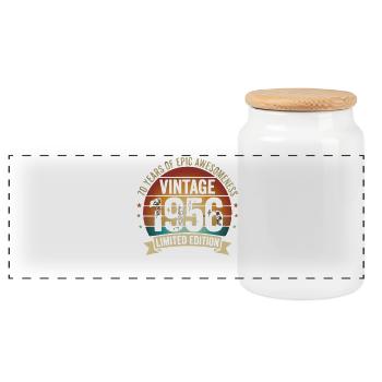 Vintage Jubiläum 1956 Limited Edition - Panorama Keksdose mit Holzdeckel - Weiß - Vorne
