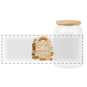 Book Club Squad Cozy Retro - Panoramic Cookie Jar with Wooden Lid - white - Front