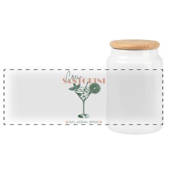 Voyage de vacances entre filles à la plage de vacances en Grèce à Santorin. - Boîte à biscuits avec couvercle en bois - blanc - Devant