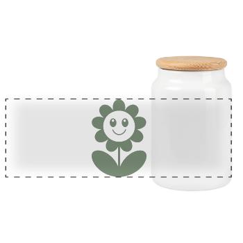Funny flower full of happiness and good mood - Panoramic Cookie Jar with Wooden Lid - white - Front