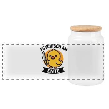 Psychisch Am Ente Lustiger Spruch Humor  - Panorama Keksdose mit Holzdeckel - Weiß - Vorne