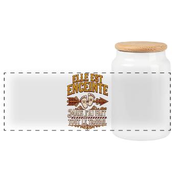 Futur Papa Humour Elle Est Enceinte - Boîte à biscuits avec couvercle en bois - blanc - Devant