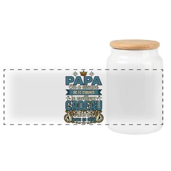 Papa Meilleur Cadeau Tu Nous As Déjà - Boîte à biscuits avec couvercle en bois - blanc - Devant