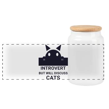 Introverti parlera des chats - Boîte à biscuits avec couvercle en bois - blanc - Devant