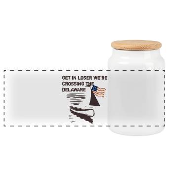 Get in, loser, we're crossing the Delaware - Panoramic Cookie Jar with Wooden Lid - white - Front