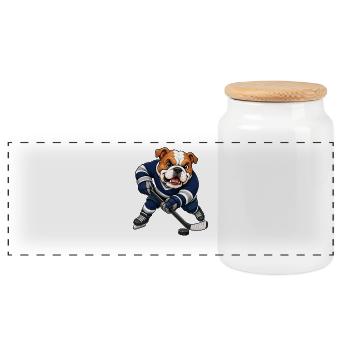Lustiger Hund Bulldogge Eishockey Shooter Comic - Boîte à biscuits avec couvercle en bois - blanc - Devant
