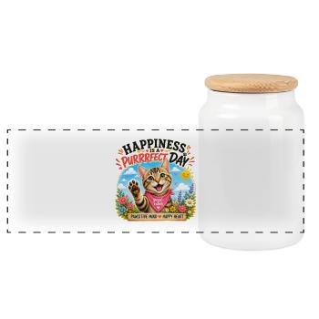 Journée de ronrons parfaite - Boîte à biscuits avec couvercle en bois - blanc - Devant
