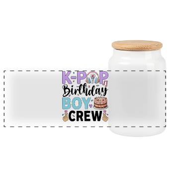 K-Pop Birthday Boy Crew - Panorama Keksdose mit Holzdeckel - Weiß - Vorne