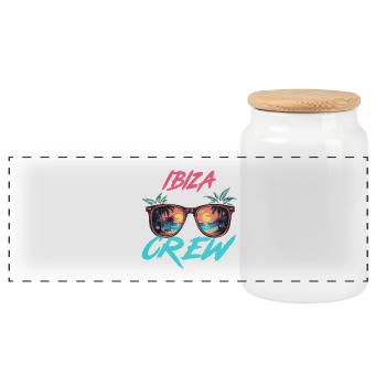 Ibiza Party Crew - Panoramic Cookie Jar with Wooden Lid - white - Front