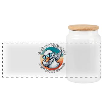 Funny Goose Sayings - Panoramic Cookie Jar with Wooden Lid - white - Front