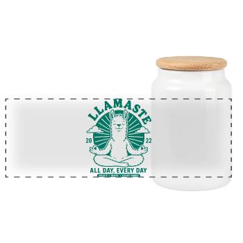 Pas de souci Llama, détends-toi - Boîte à biscuits avec couvercle en bois - blanc - Devant