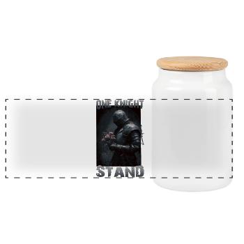 Bouhourt Medieval Knights' Tournament Tjost Buhurt - Panoramic Cookie Jar with Wooden Lid - white - Front