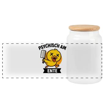 Psychisch Am Ente Lustiger Spruch Humor  - Panorama Keksdose mit Holzdeckel - Weiß - Vorne