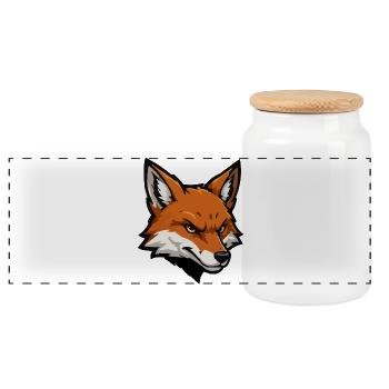 Fox head vector illustration - Panoramic Cookie Jar with Wooden Lid - white - Front