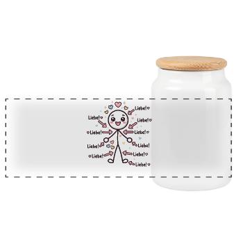 Strichmännchen Liebe Herz - Panorama Keksdose mit Holzdeckel - Weiß - Vorne