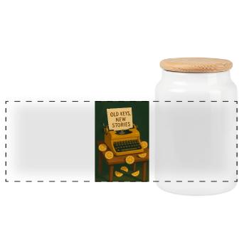 Vieilles clés, nouvelles histoires | Écriture - Boîte à biscuits avec couvercle en bois - blanc - Devant