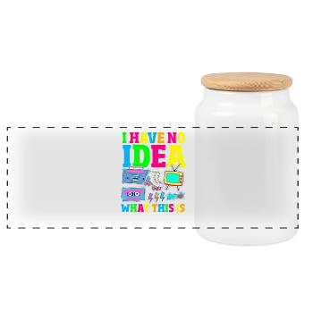 Retro Back to the 80s Vintage Design - Panorama Keksdose mit Holzdeckel - Weiß - Vorne