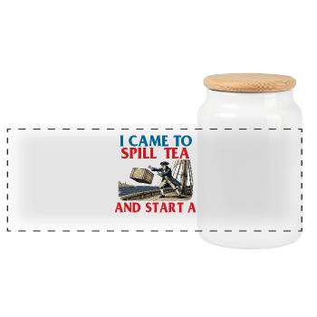 Jeu de mots sur l’histoire de Spill Tea Start Revolution - Boîte à biscuits avec couvercle en bois - blanc - Devant