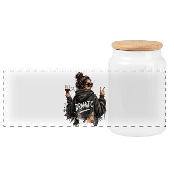 Fille dramatique avec du vin et signe de paix pour - Boîte à biscuits avec couvercle en bois - blanc - Devant