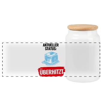 Aktueller_Status_Ueberhitzt Hitzewelle Sommer - Panorama Keksdose mit Holzdeckel - Weiß - Vorne