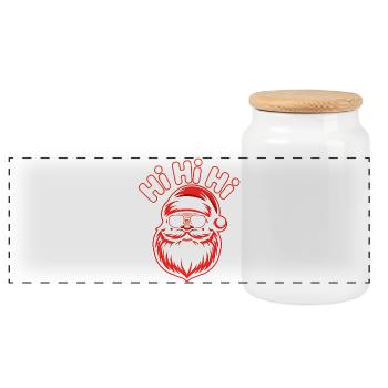 Santa mit Sonnenbrille – Funky Weihnachten - Panorama Keksdose mit Holzdeckel - Weiß - Vorne