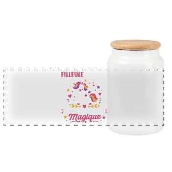 Filleule Licorne Magique - Boîte à biscuits avec couvercle en bois - blanc - Devant