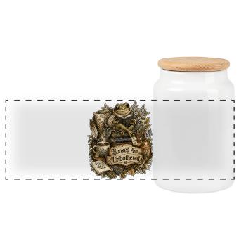 Booked And Unbothered Frosch - Panorama Keksdose mit Holzdeckel - Weiß - Vorne
